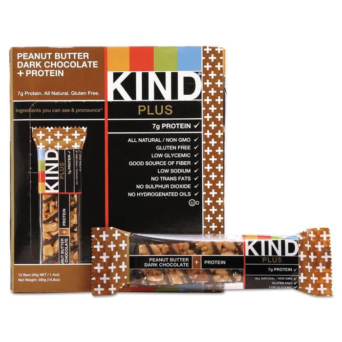 KIND - Plus Nutrition Boost Bar, Peanut Butter Dark Chocolate/Protein, 1.4 oz, 12/Box